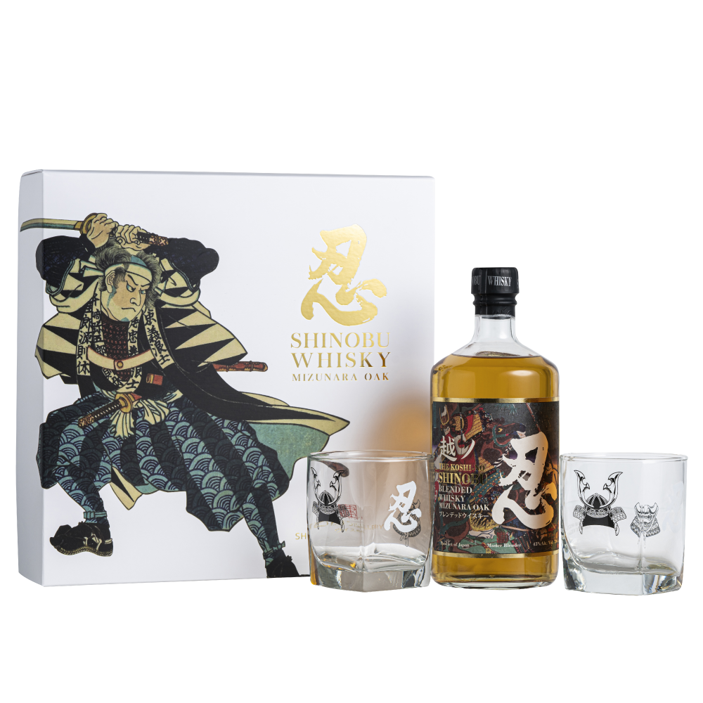 忍調和威士忌水楢桶禮盒 (單瓶雙杯)